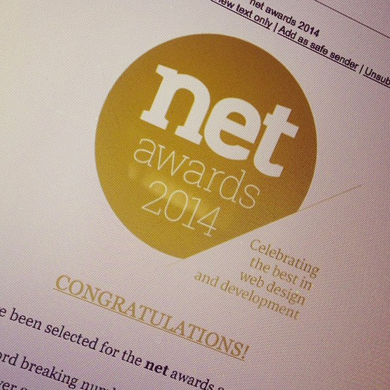 Screengrab from net awards nomination congratulations email